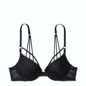 32DD VICTORIA'S SECRET Very Sexy Push Up Bra Strappy Back Lace Black $60